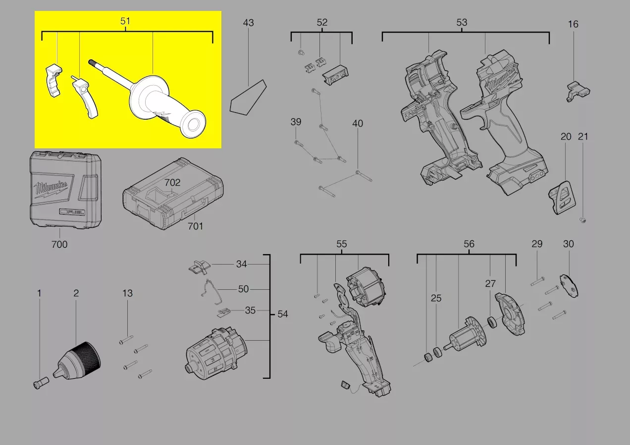 Poignée supplémentaire réf. 4931465993 Milwaukee